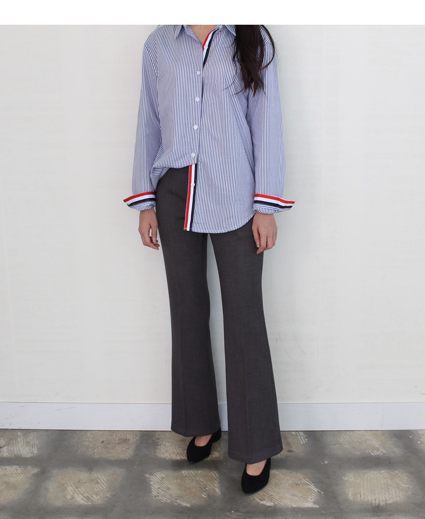Tom Striped Shirts Blouse Rouge Pitch Collar Blue 