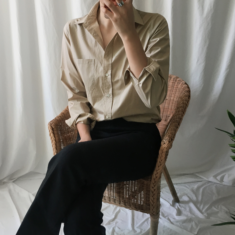 Free shipping long sleeve loose-fitting basic cott