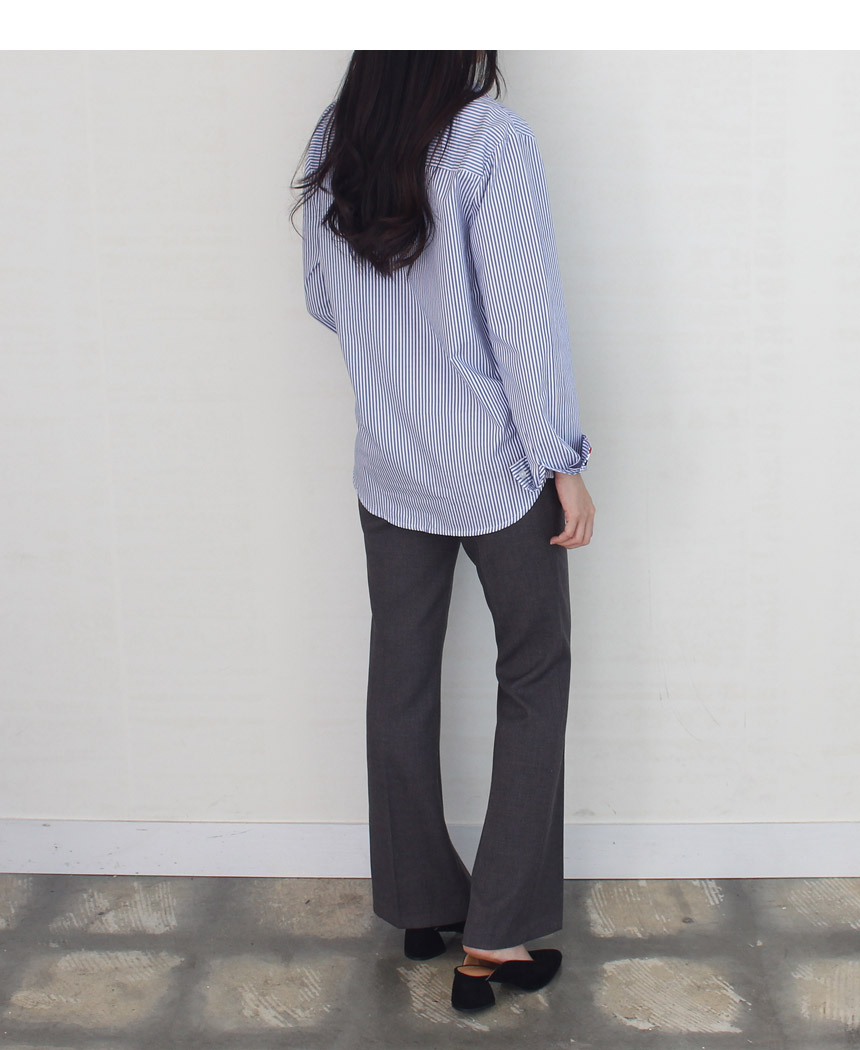 Tom Striped Shirts Blouse Rouge Pitch Collar Blue 