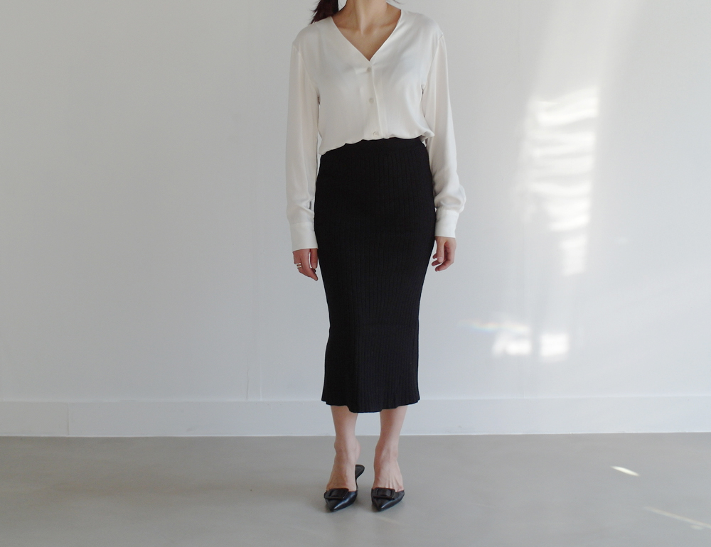 Wool 100 knitted goose skirt banding Long top long