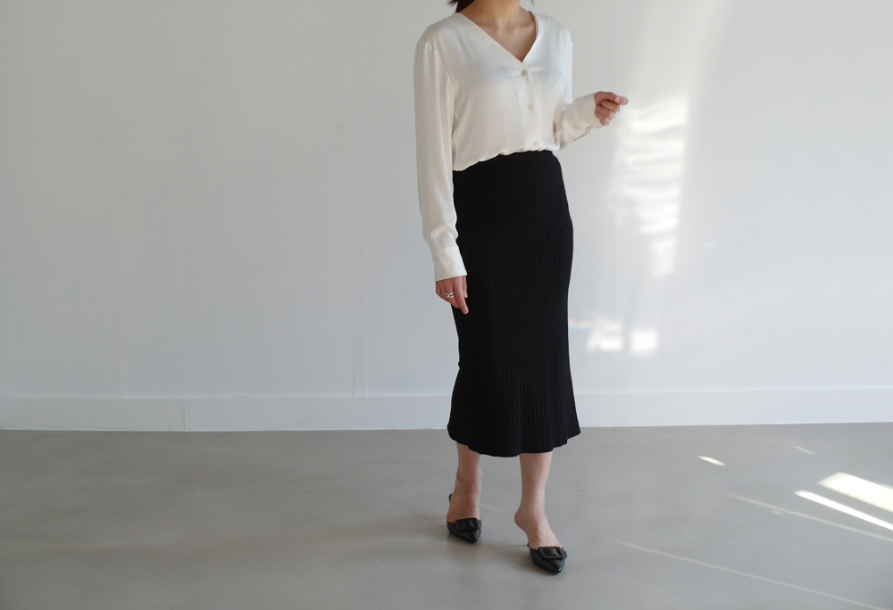 Wool 100 knitted goose skirt banding Long top long