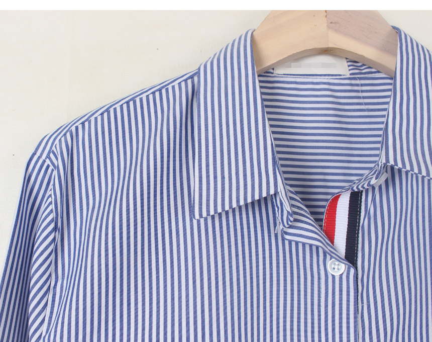 Tom Striped Shirts Blouse Rouge Pitch Collar Blue 