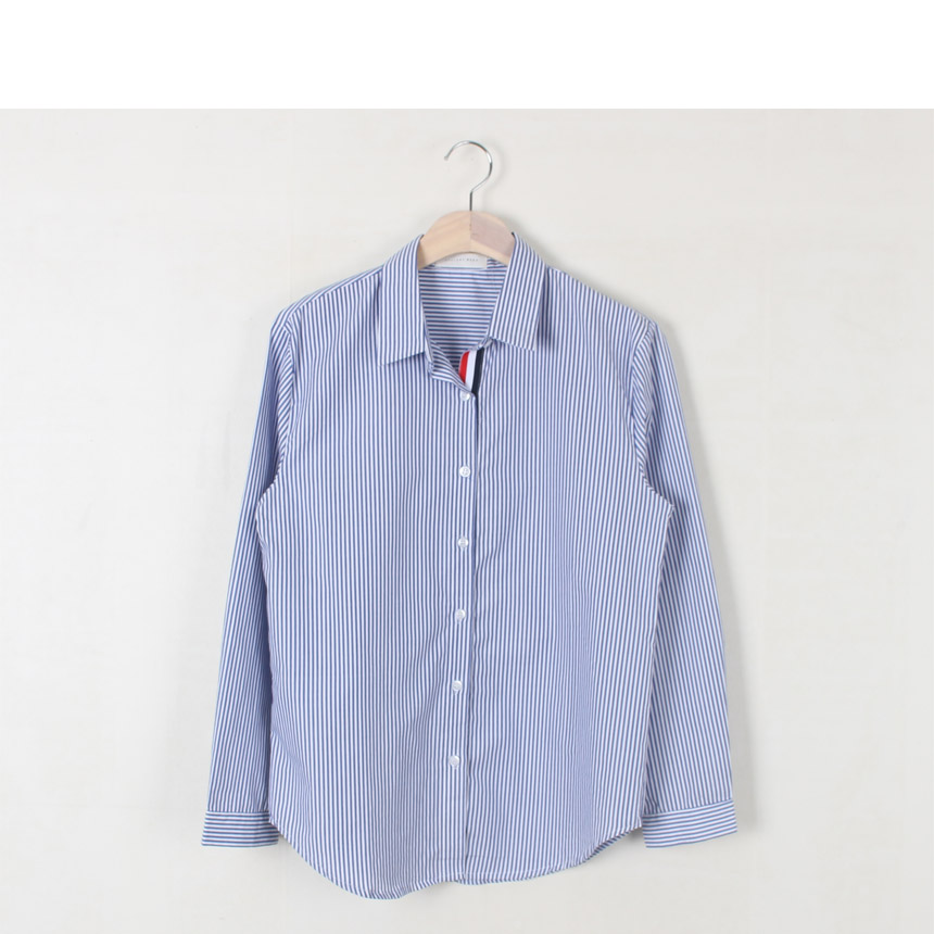 Tom Striped Shirts Blouse Rouge Pitch Collar Blue 