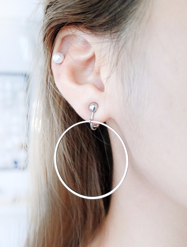 Earring OK Big Round Ring Clip Type Handmade Unbre