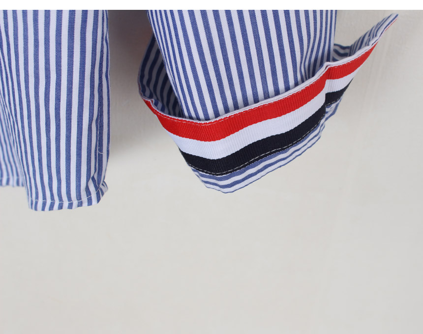 Tom Striped Shirts Blouse Rouge Pitch Collar Blue 