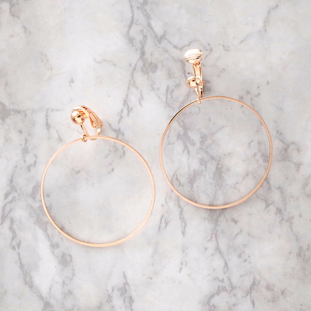 Earring OK Big Round Ring Clip Type Handmade Unbre