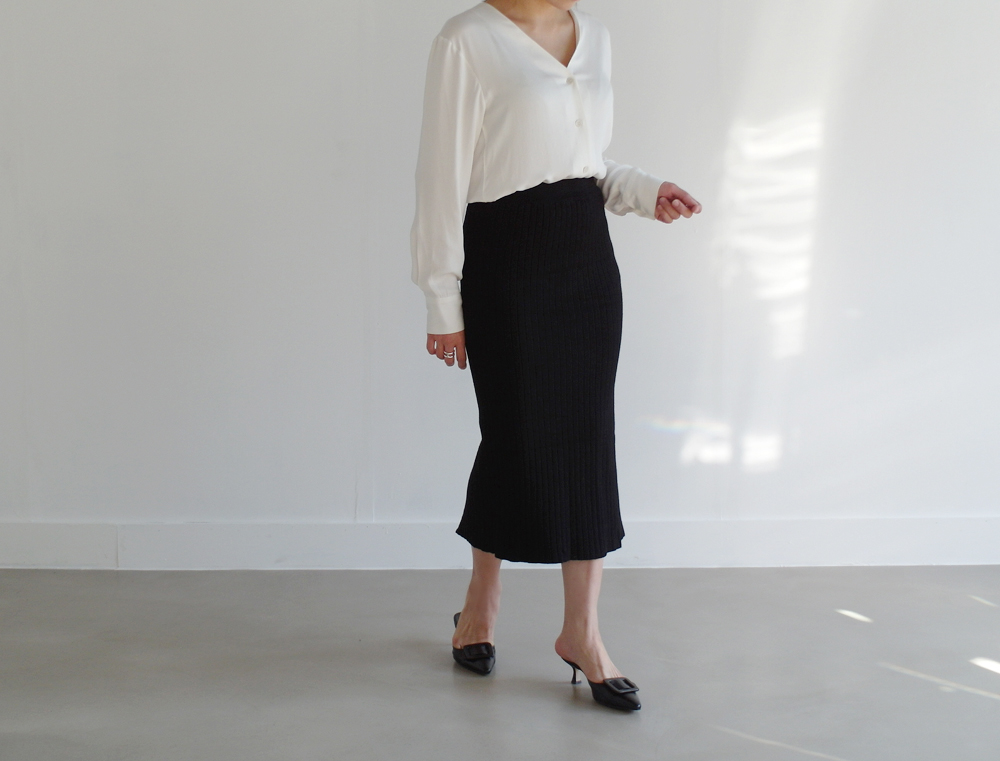 Wool 100 knitted goose skirt banding Long top long