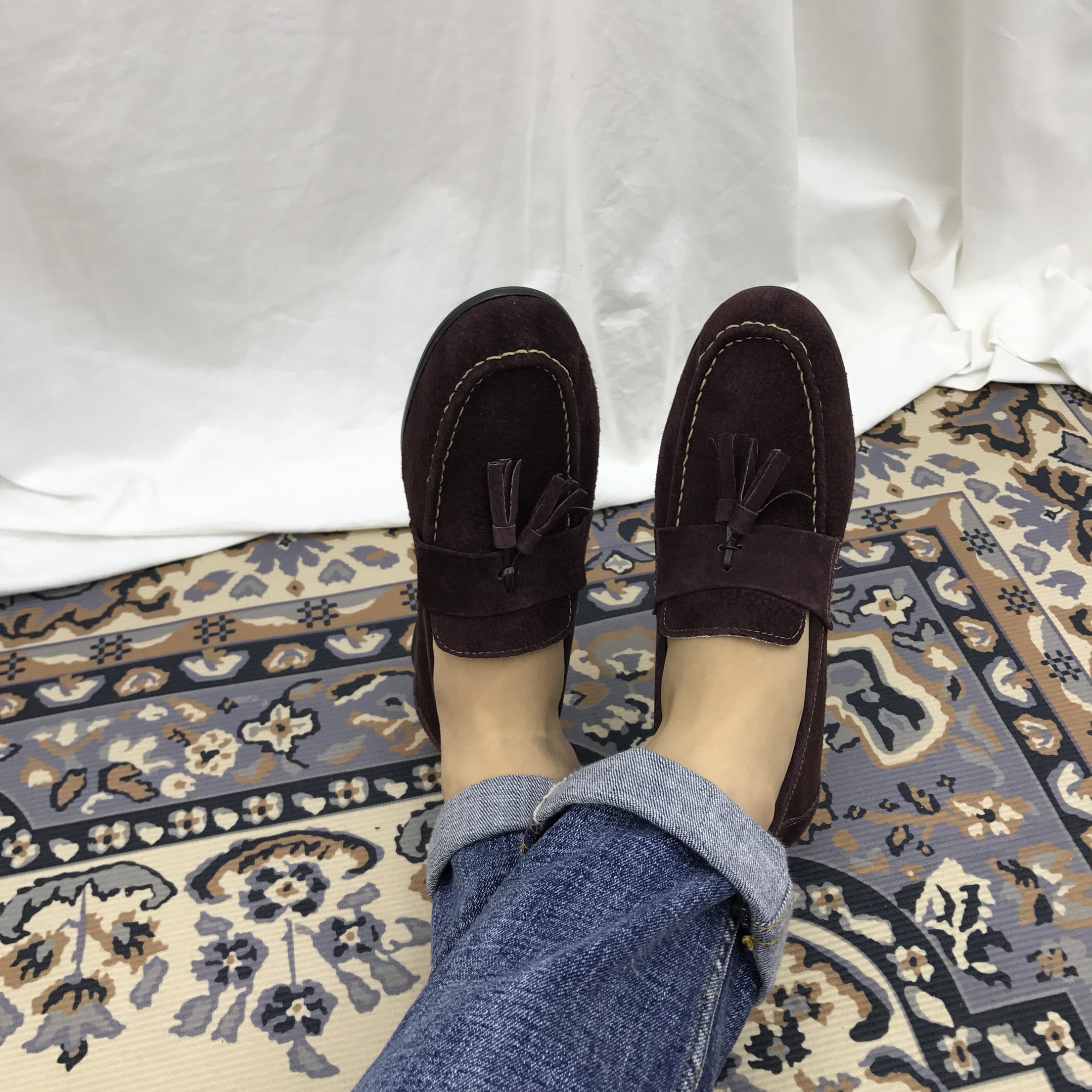 Men's suede tassel looper handmade shoes 7color