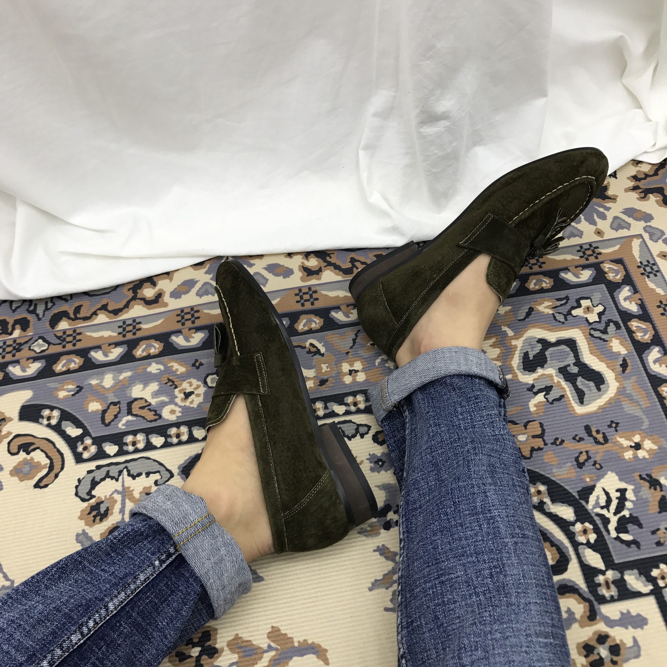 Men's suede tassel looper handmade shoes 7color