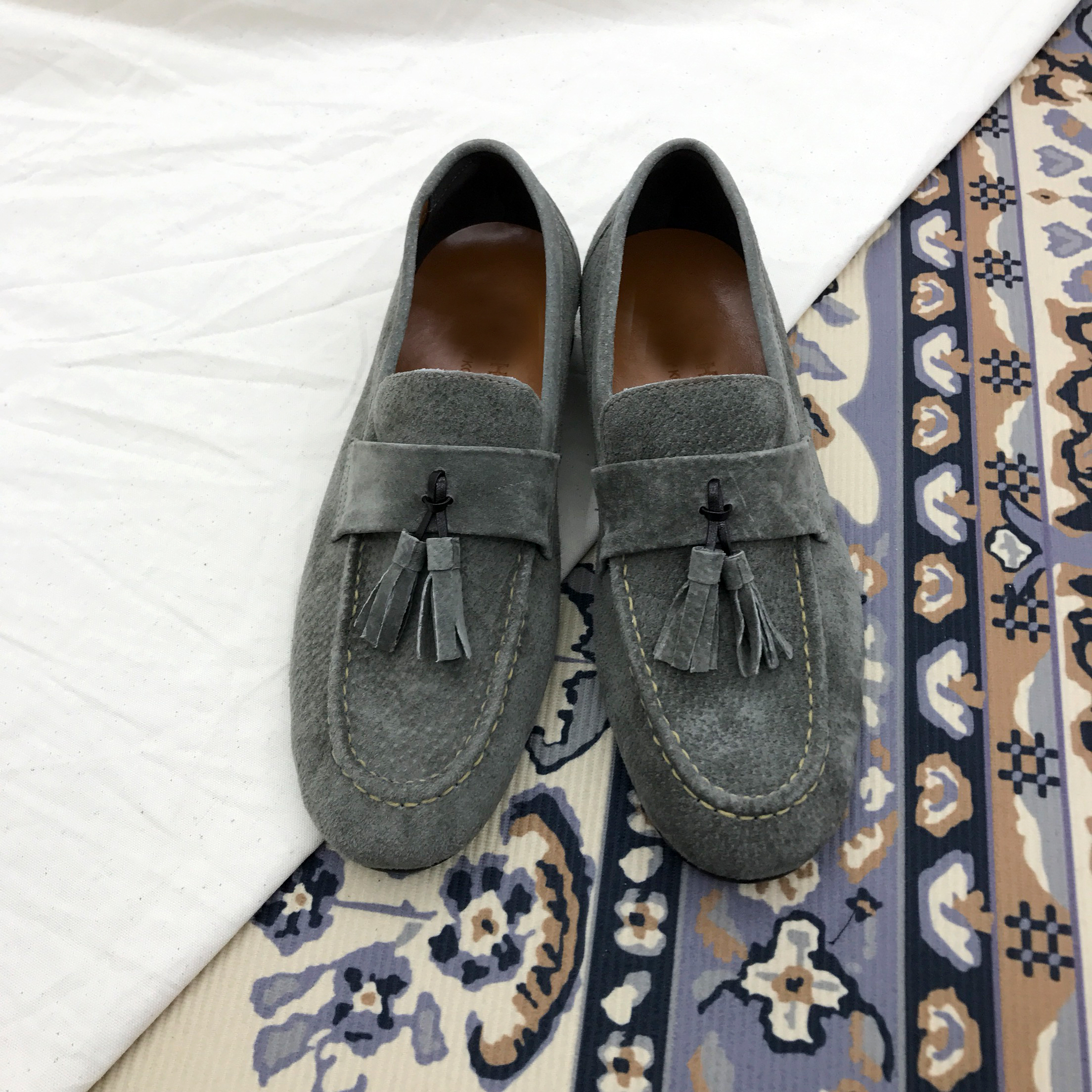 Men's suede tassel looper handmade shoes 7color