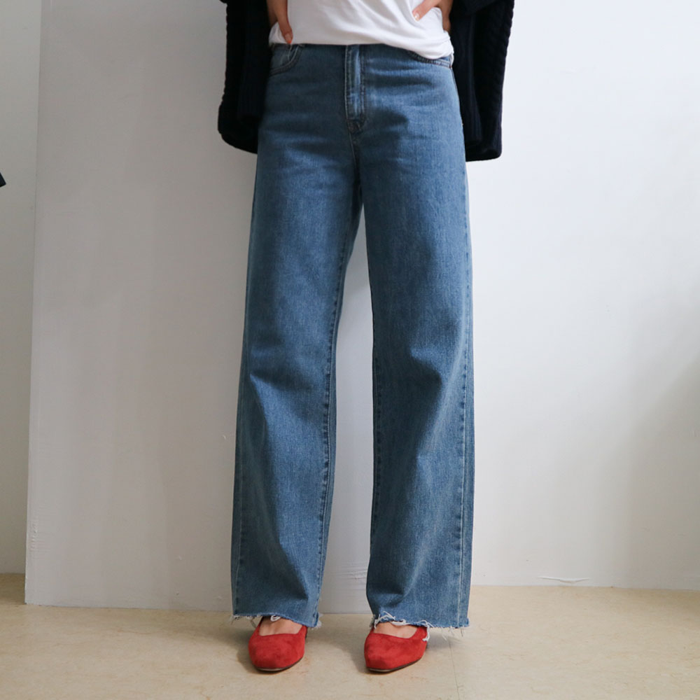 Women Jeans Pants Fall High Waist Long Wide Wide D