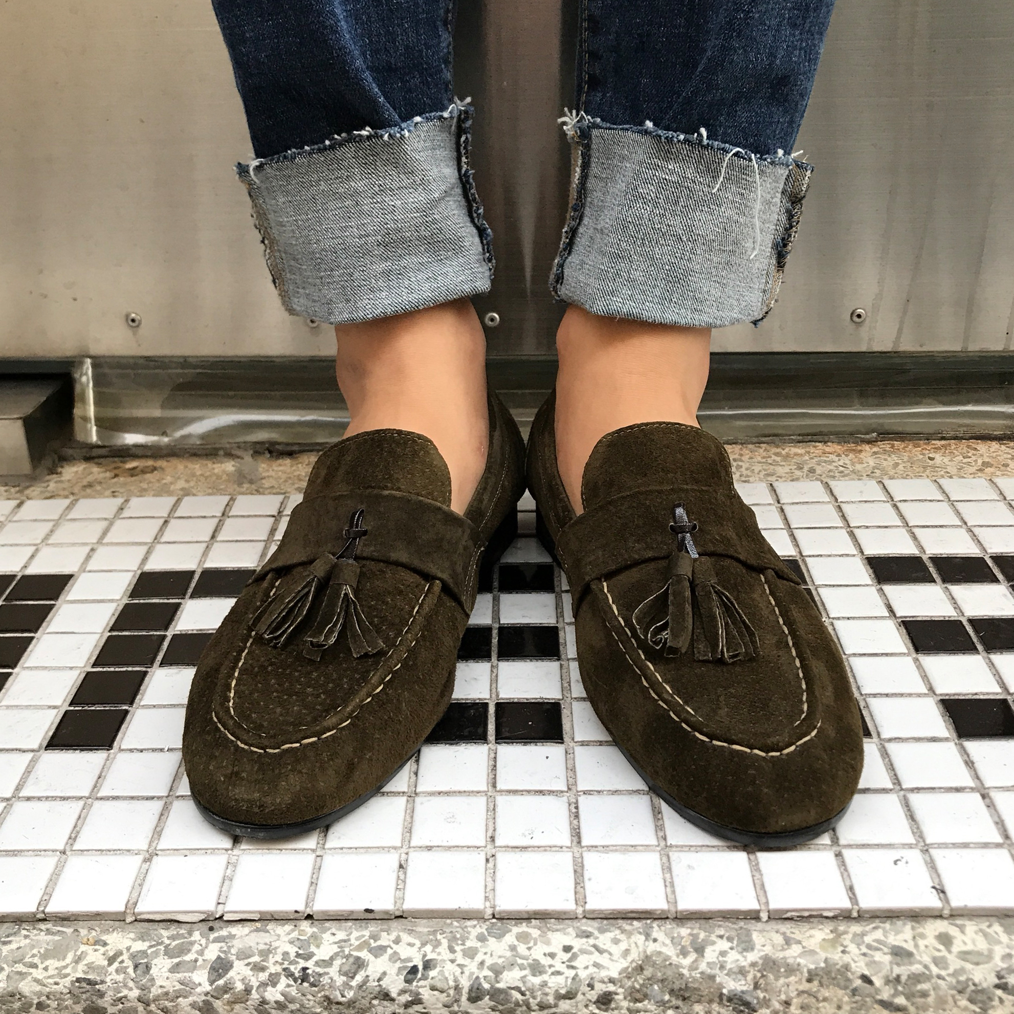 Men's suede tassel looper handmade shoes 7color