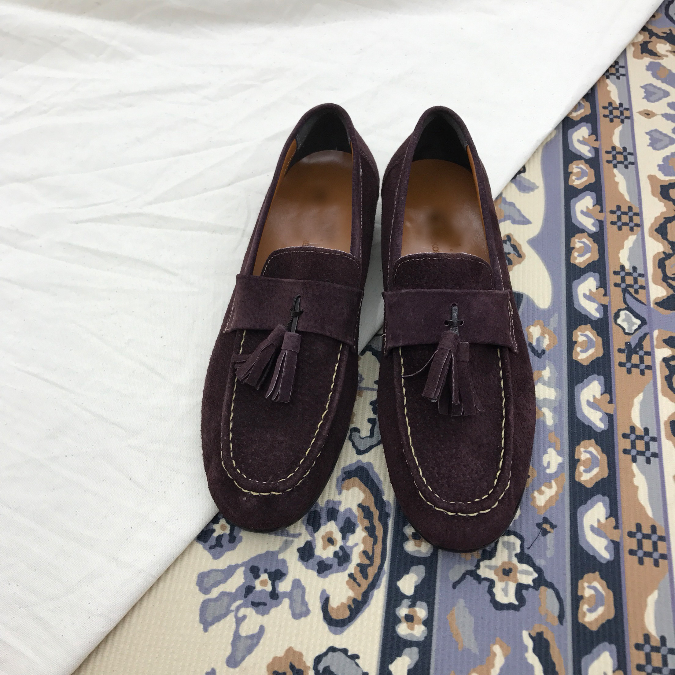 Men's suede tassel looper handmade shoes 7color