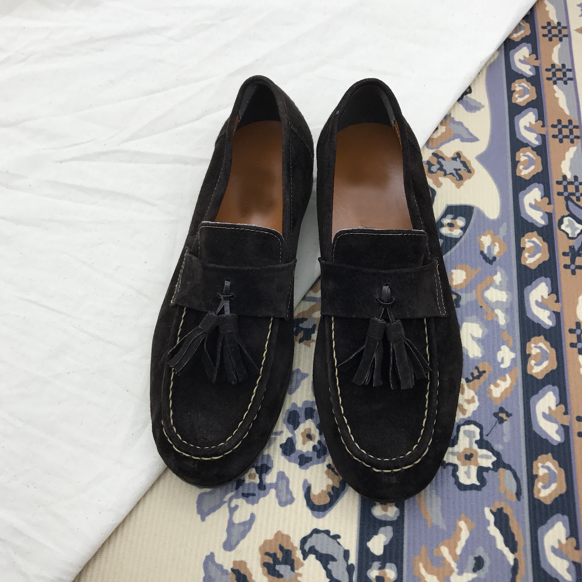 Men's suede tassel looper handmade shoes 7color