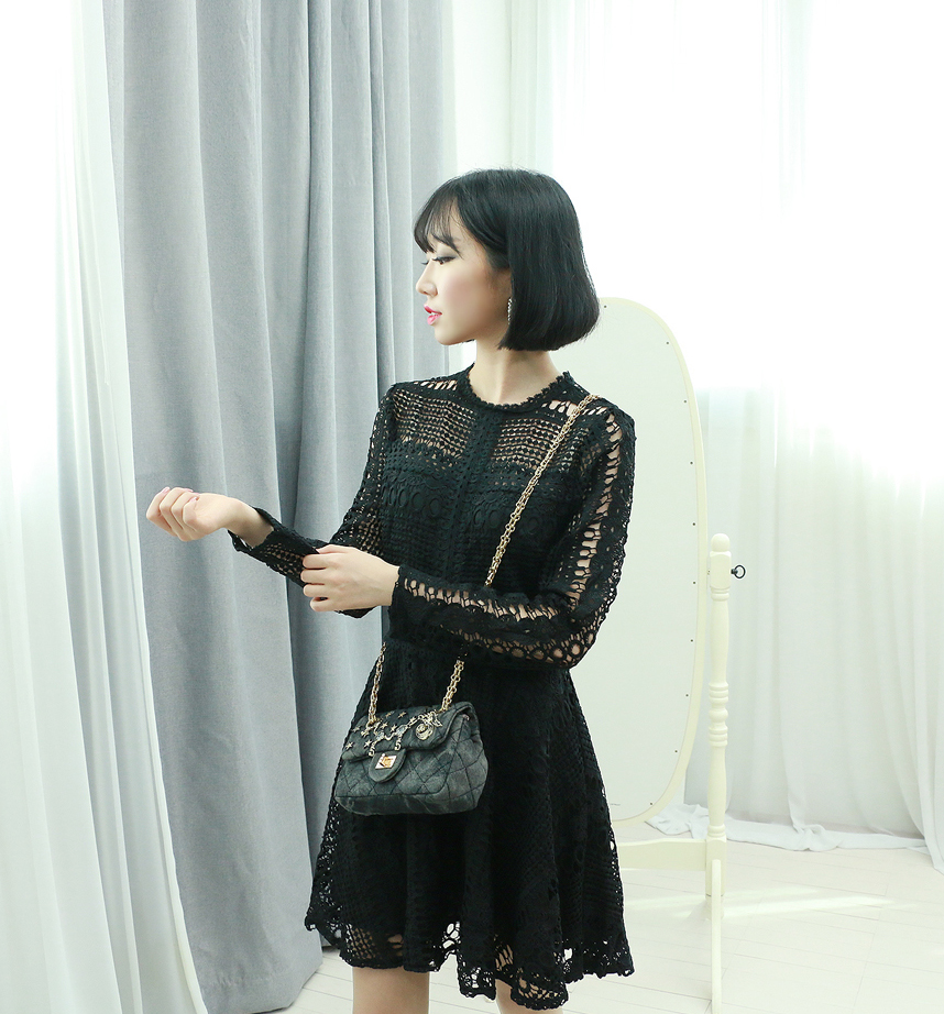 Heart Signal Bae Yun-kyung Red Wine Lace One Piece