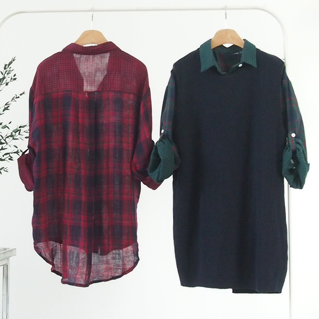 Check Cotton Shirts Women's Daily Items