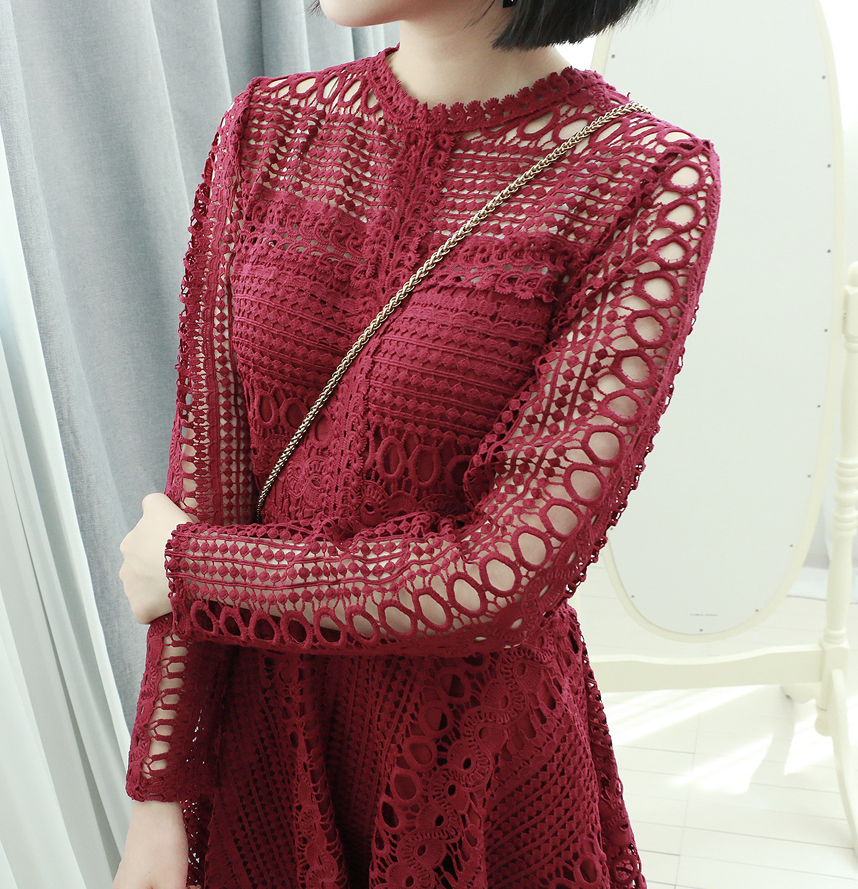 Heart Signal Bae Yun-kyung Red Wine Lace One Piece