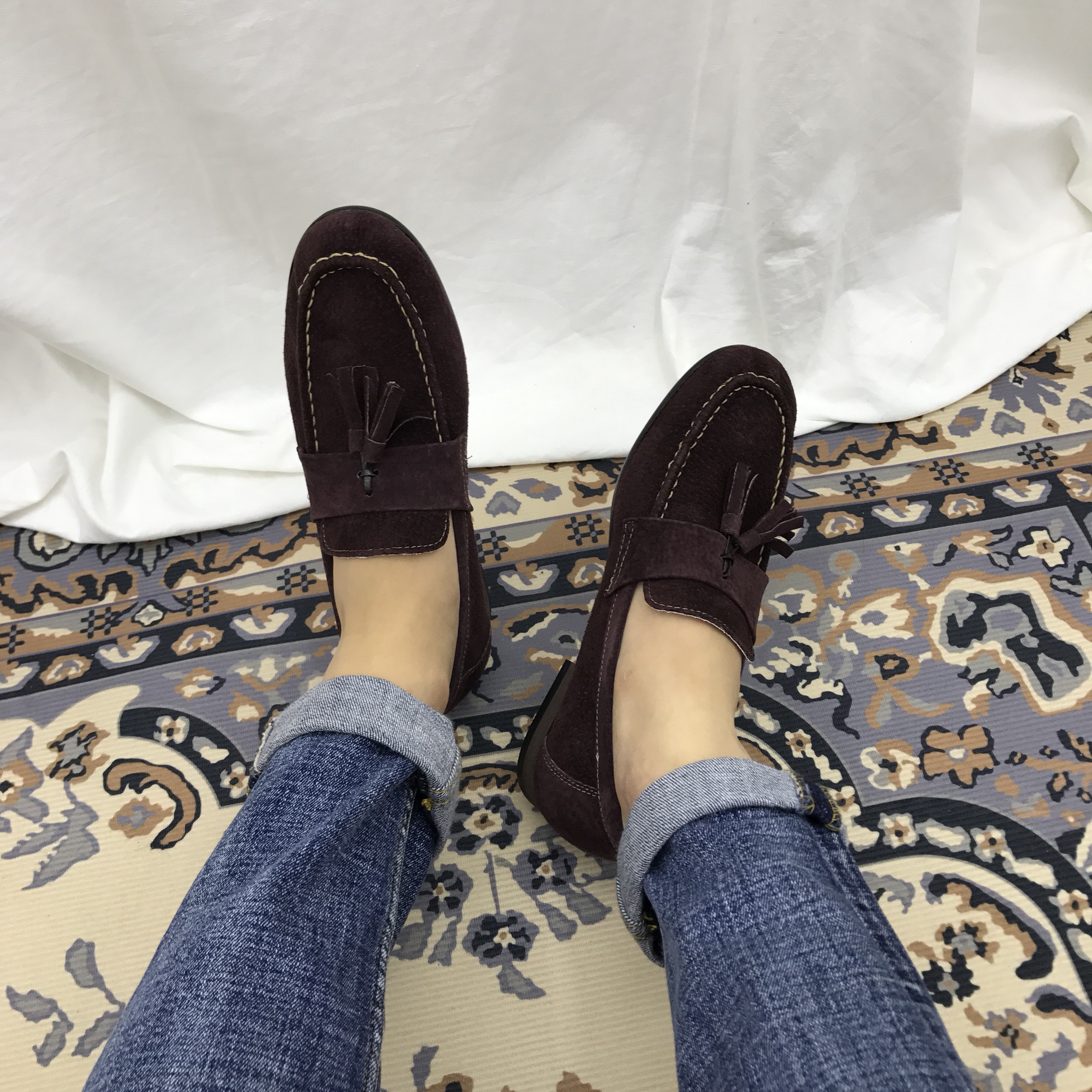 Men's suede tassel looper handmade shoes 7color