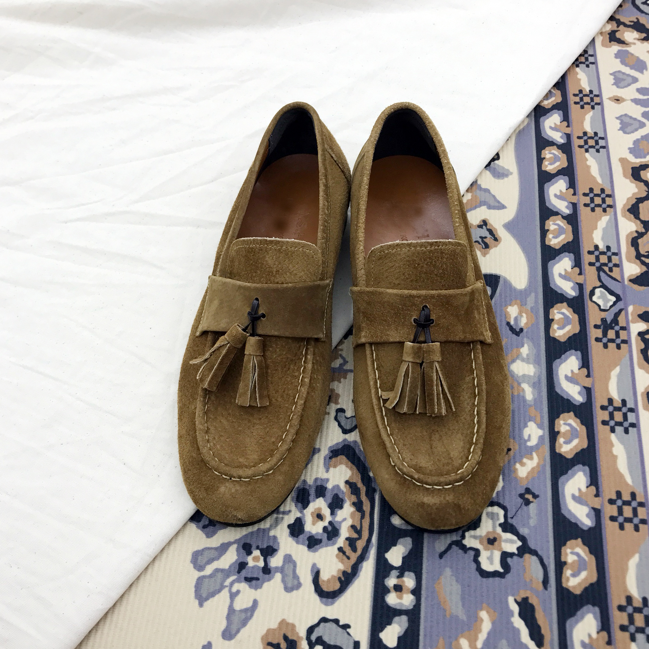Men's suede tassel looper handmade shoes 7color