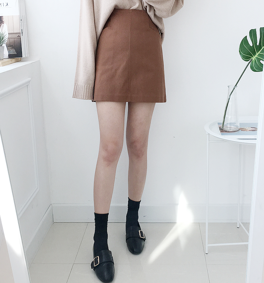 Dear A-line pocket mini skirt 4color Ballack coord
