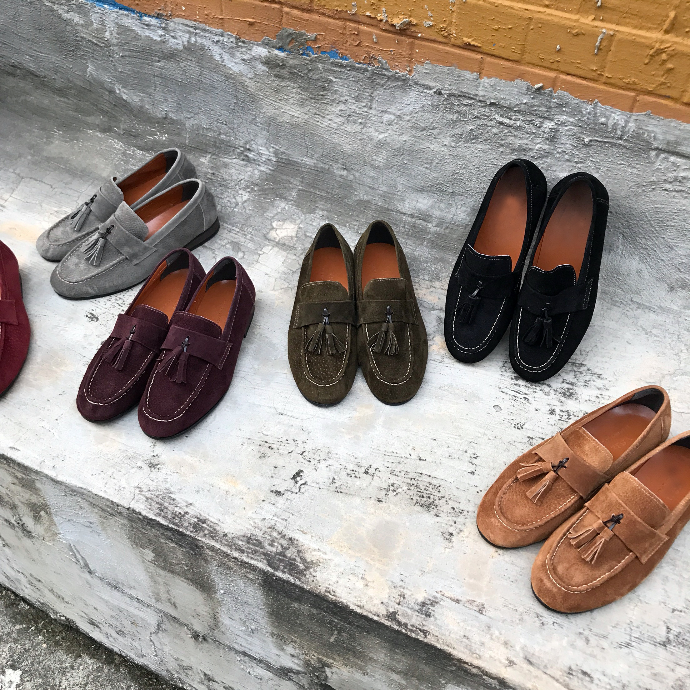 Men's suede tassel looper handmade shoes 7color