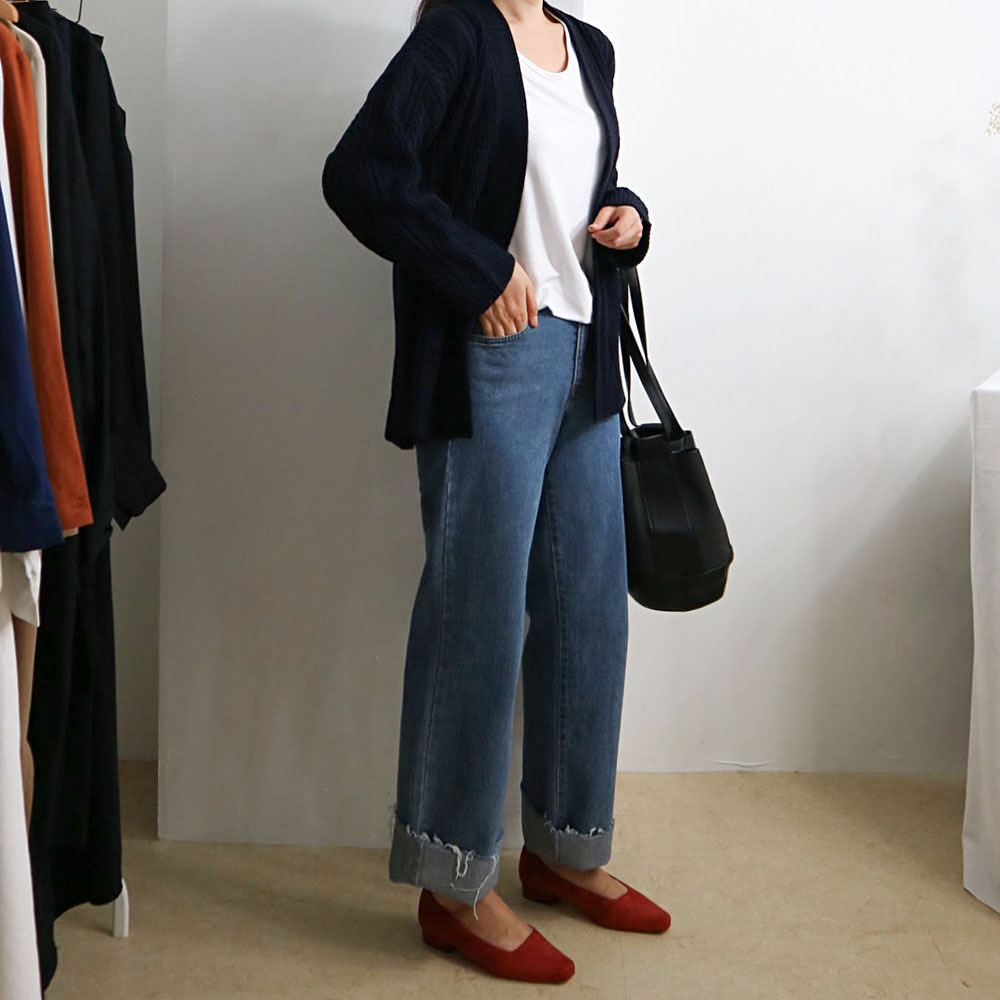 Women Jeans Pants Fall High Waist Long Wide Wide D