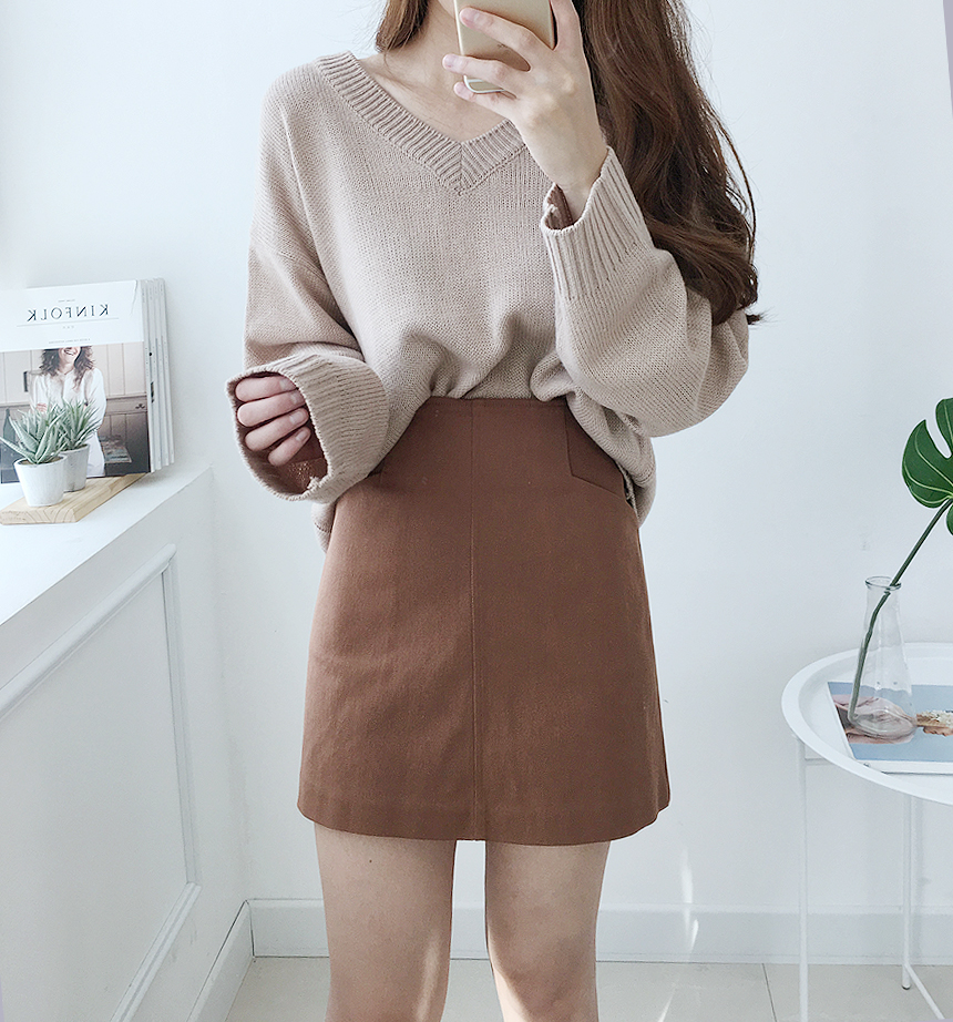 Dear A-line pocket mini skirt 4color Ballack coord