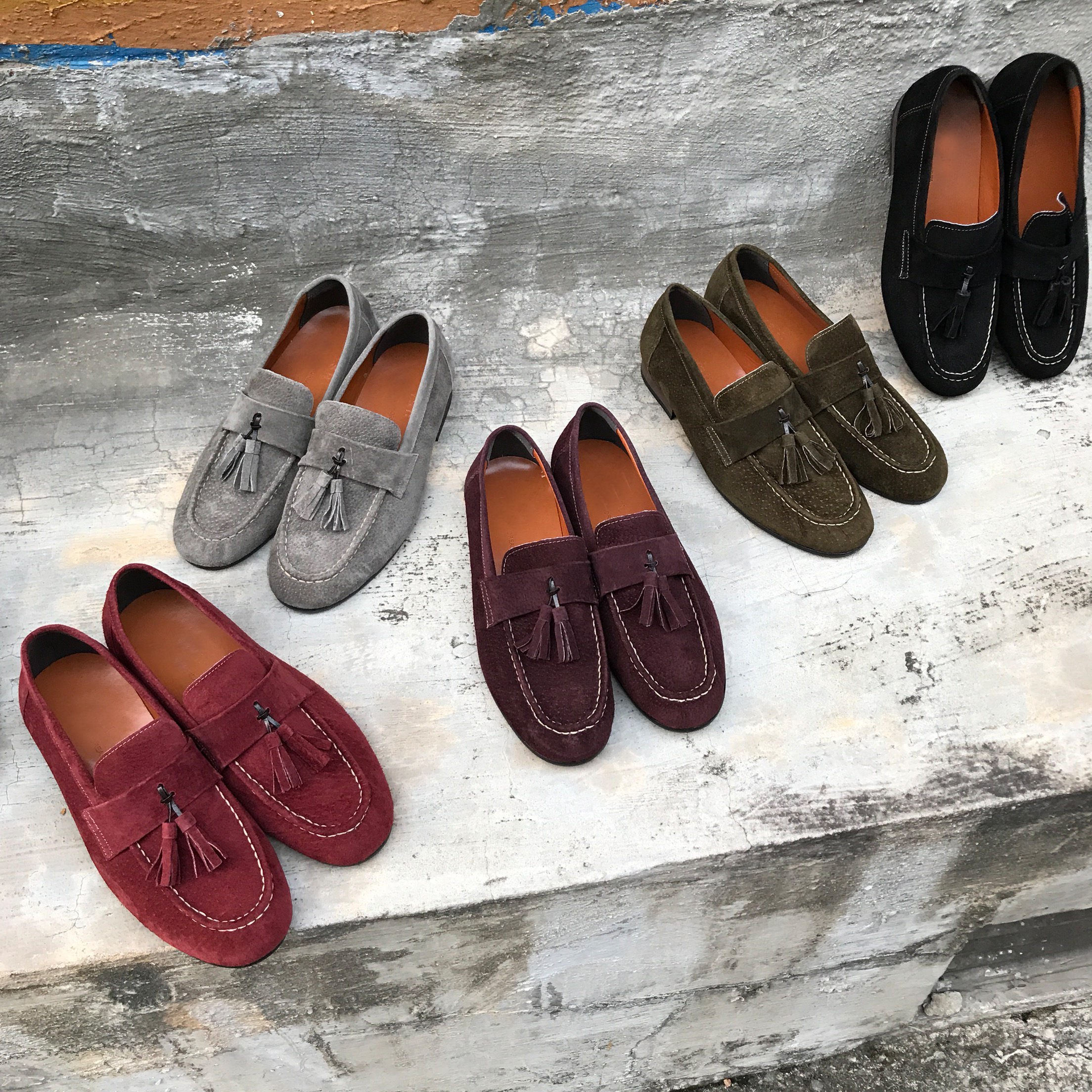 Men's suede tassel looper handmade shoes 7color