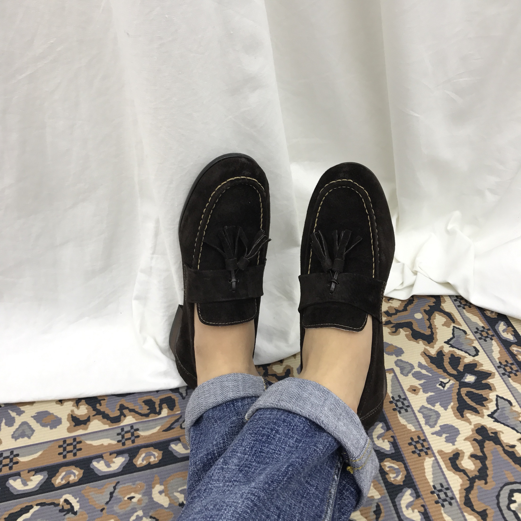 Men's suede tassel looper handmade shoes 7color