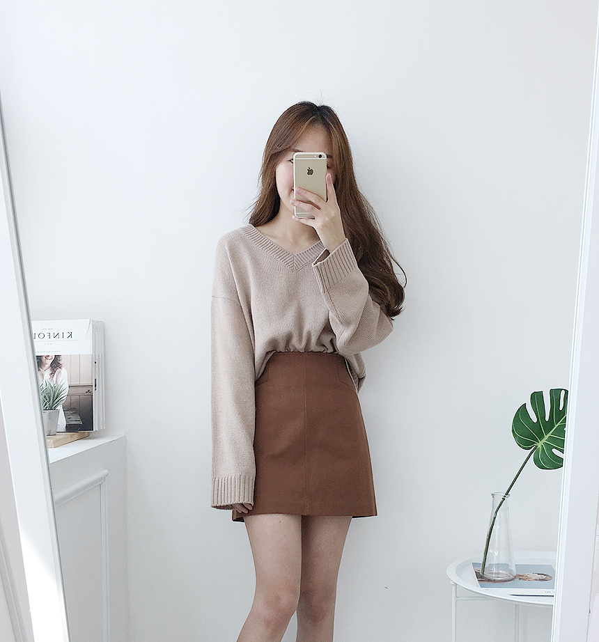 Dear A-line pocket mini skirt 4color Ballack coord