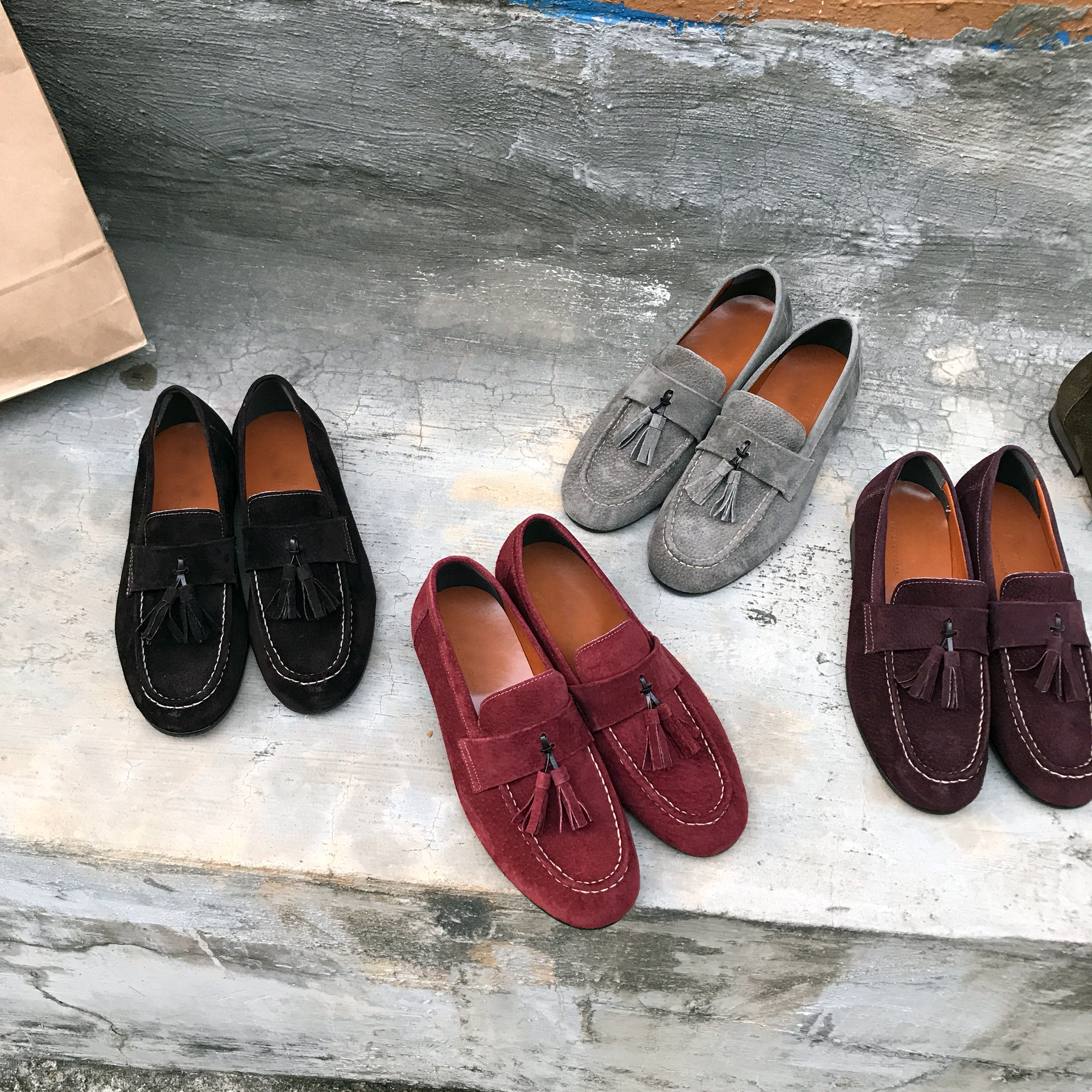 Men's suede tassel looper handmade shoes 7color