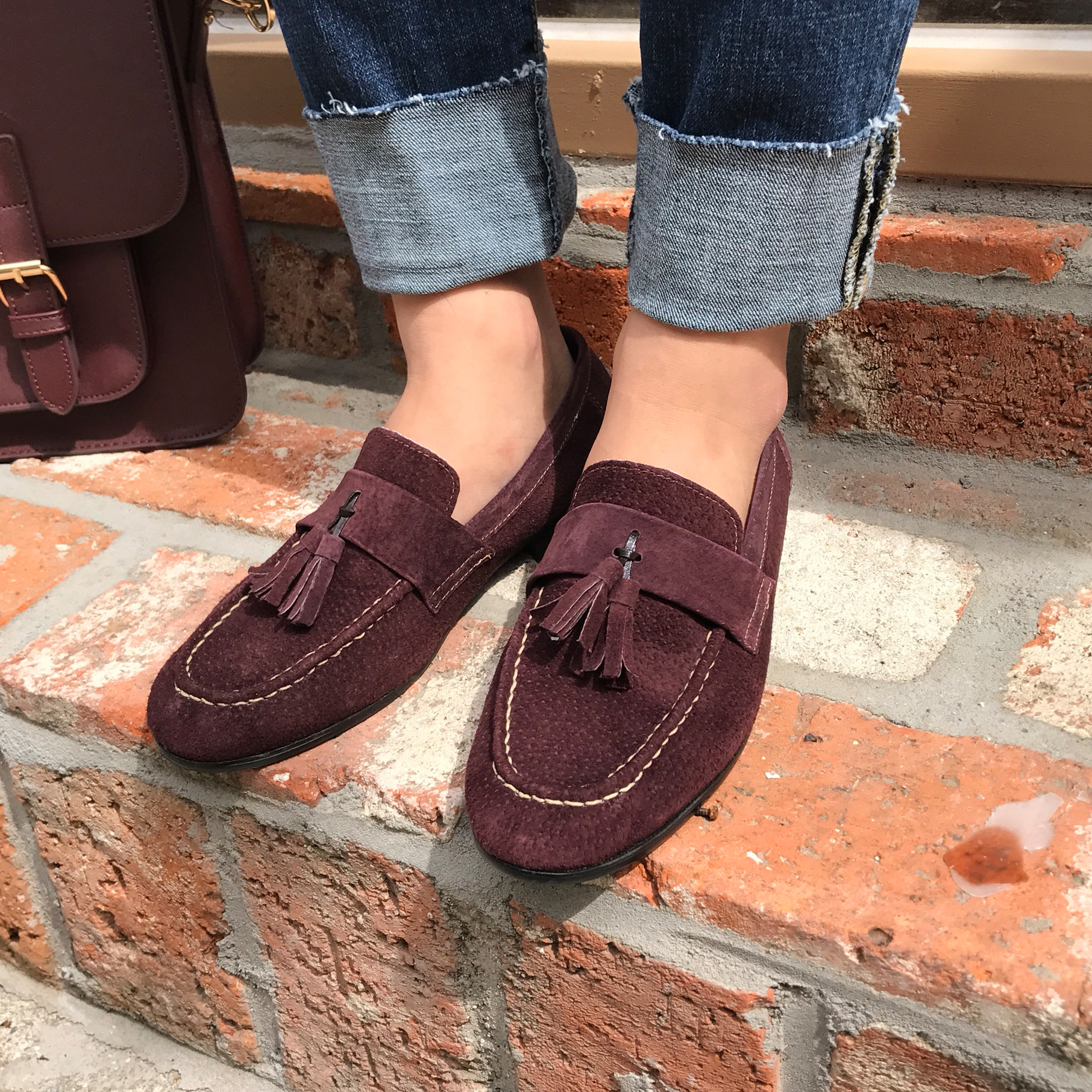 Men's suede tassel looper handmade shoes 7color