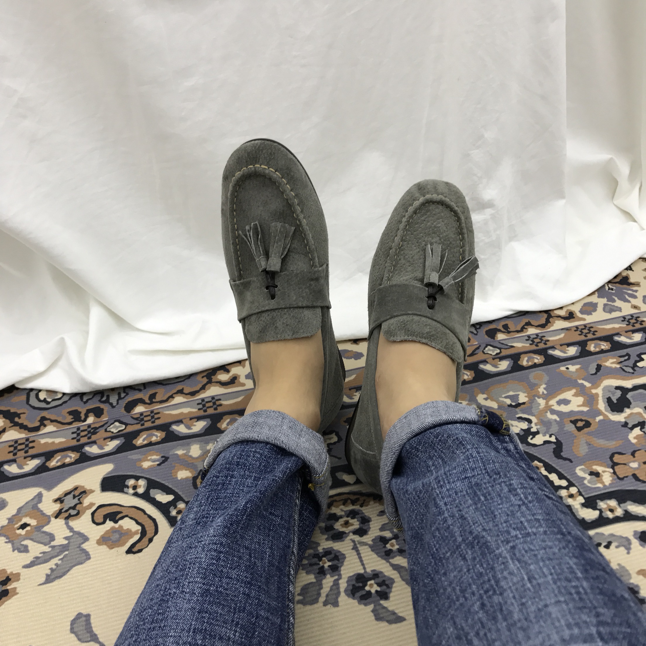 Men's suede tassel looper handmade shoes 7color