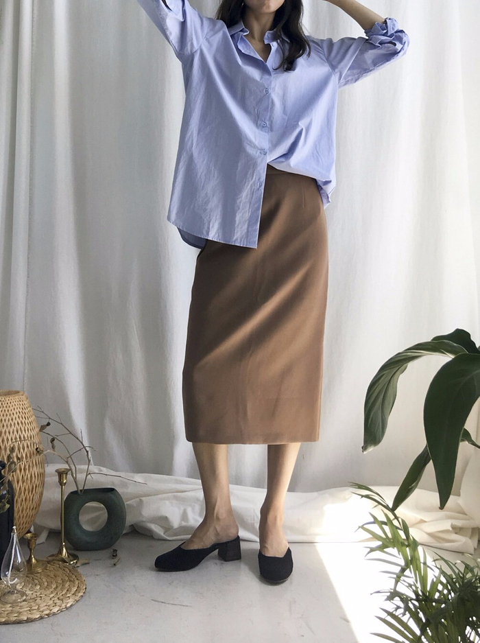 Autumn H linefit Long skirt Brown, Black Midi High