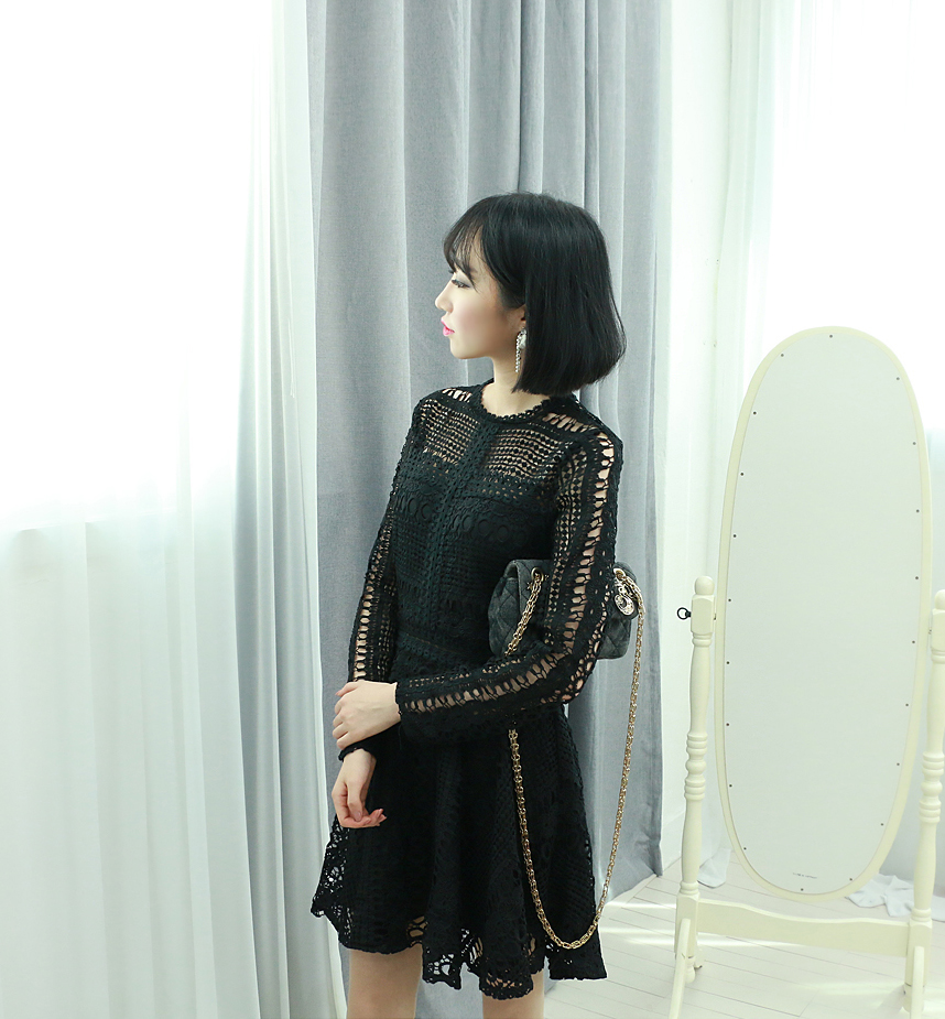 Heart Signal Bae Yun-kyung Red Wine Lace One Piece