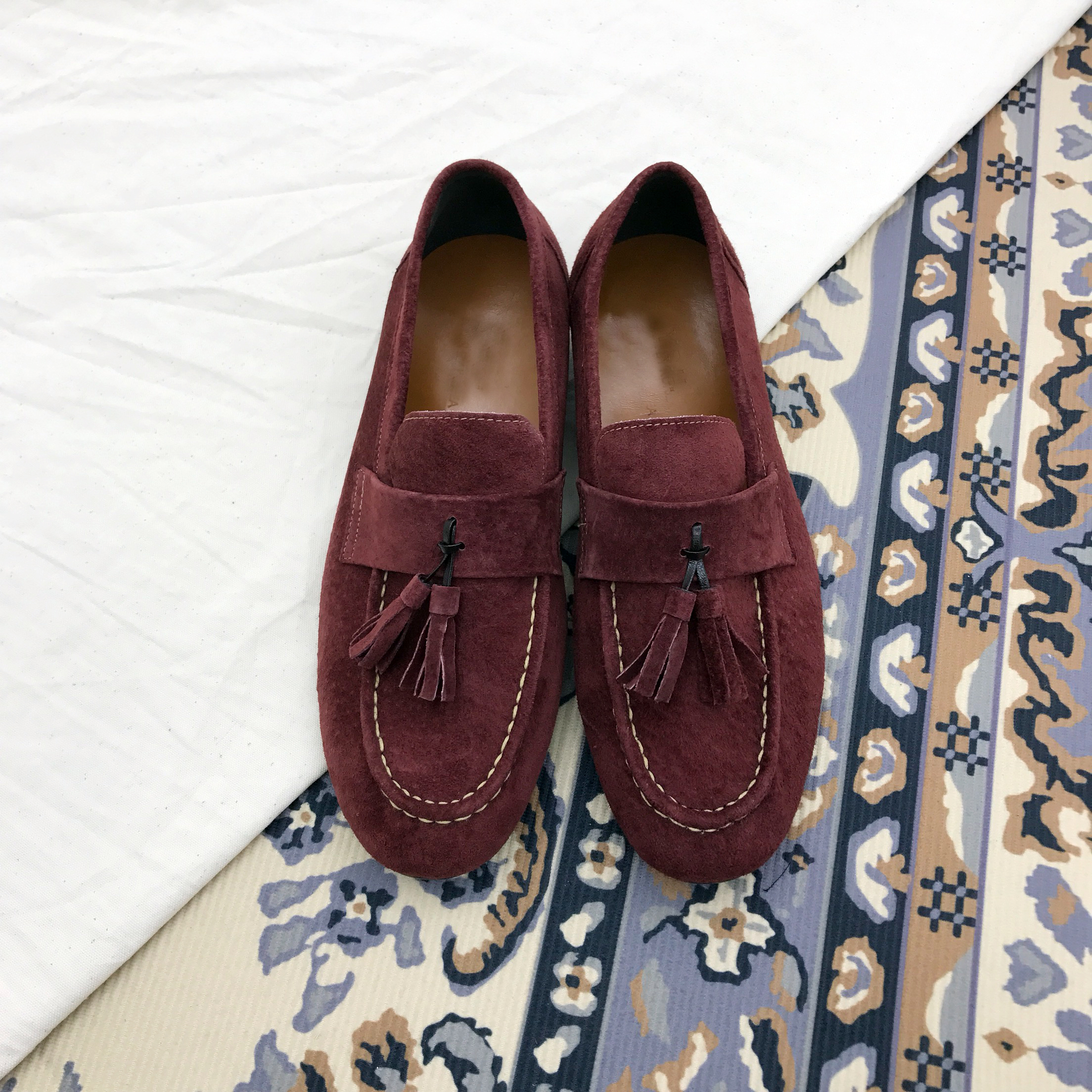 Men's suede tassel looper handmade shoes 7color
