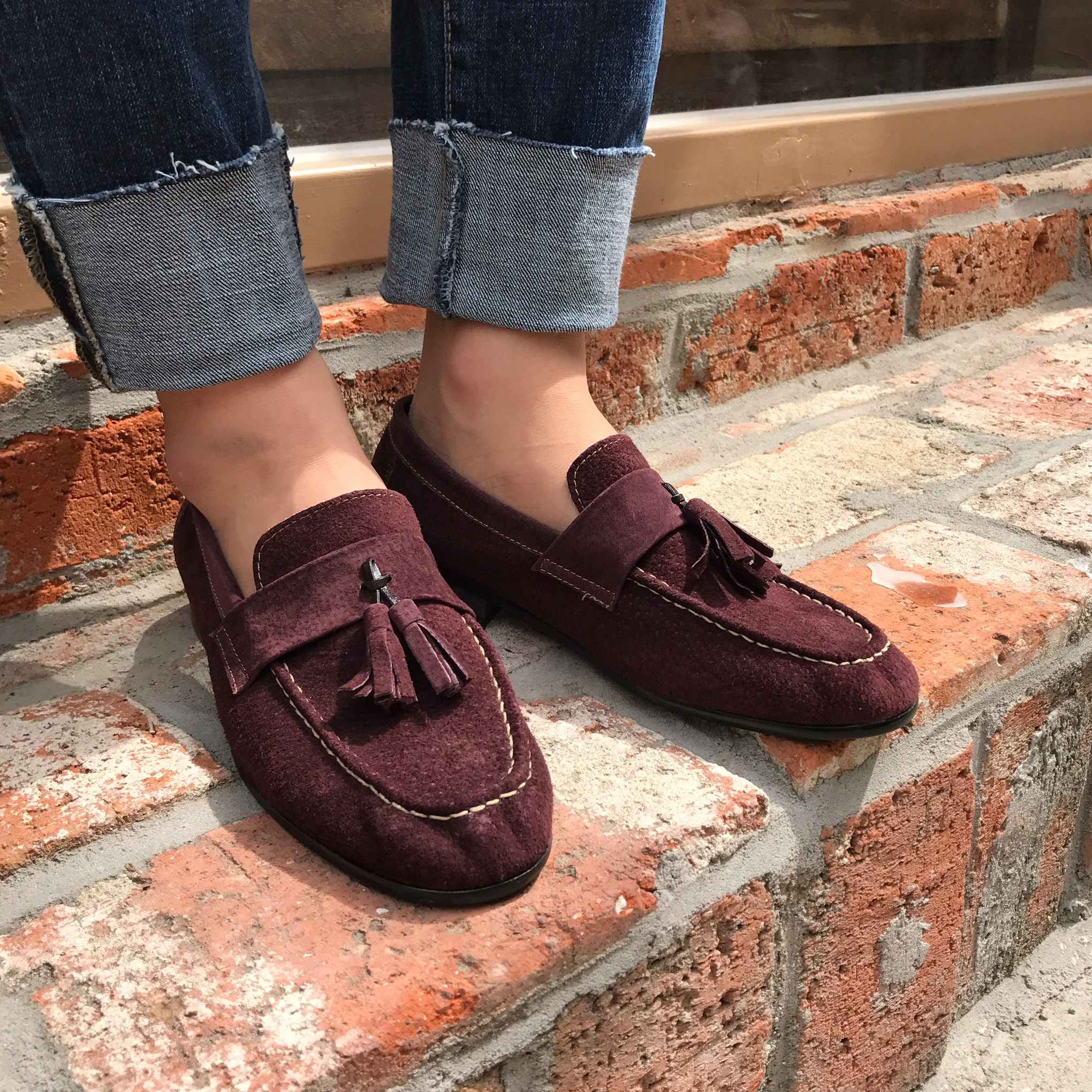 Men's suede tassel looper handmade shoes 7color