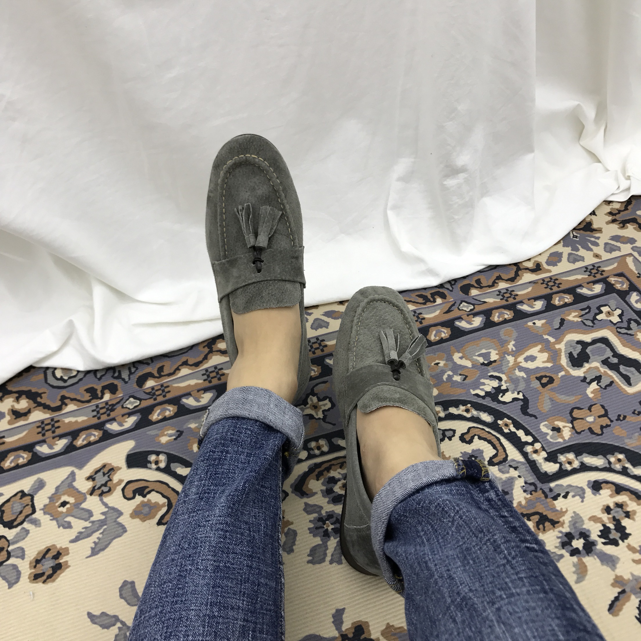 Men's suede tassel looper handmade shoes 7color