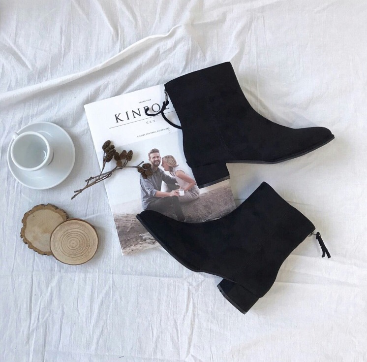Suede Angle Tassel Chelsea Boots Round Nose Simple