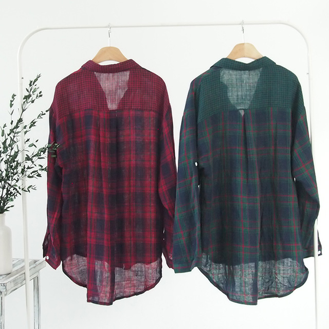 Check Cotton Shirts Women's Daily Items
