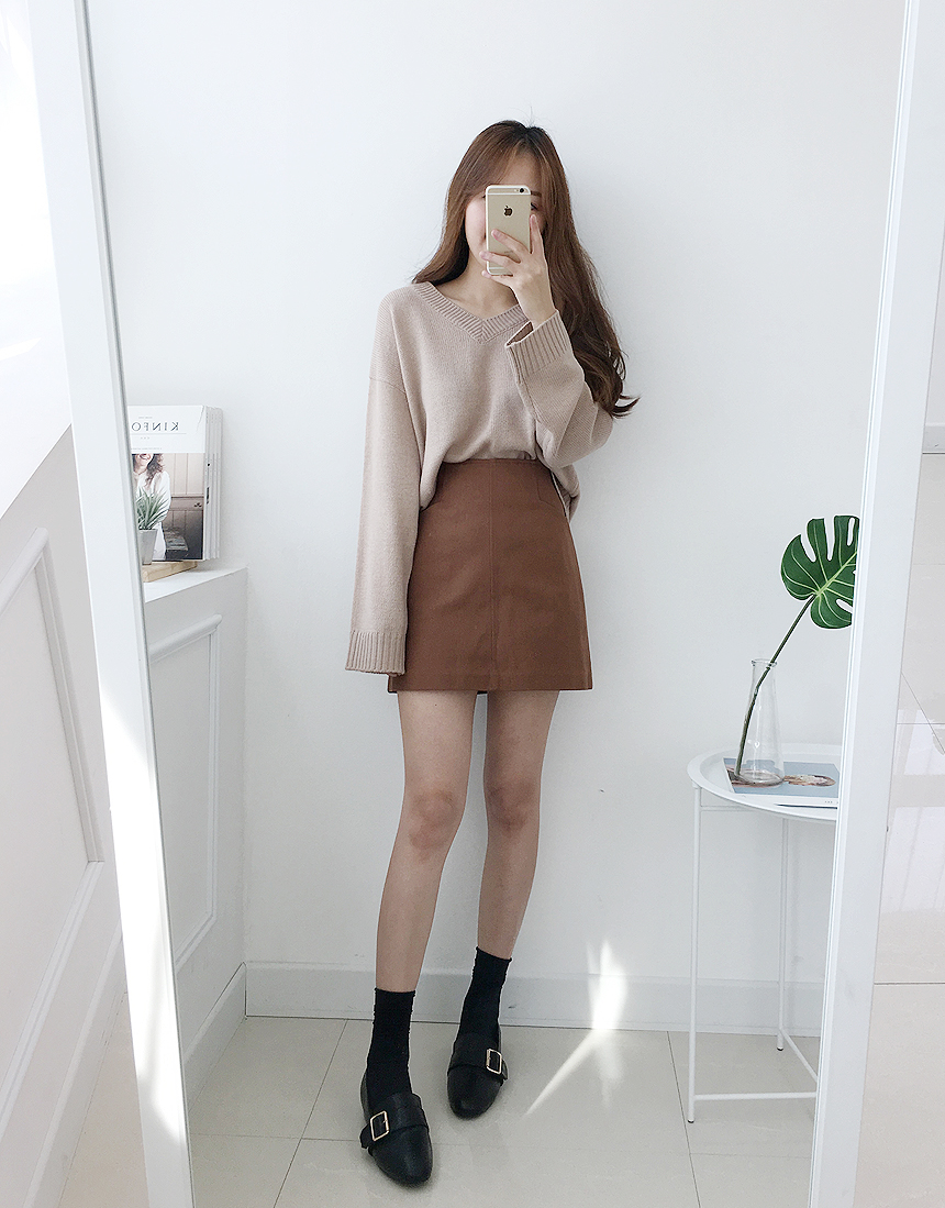 Dear A-line pocket mini skirt 4color Ballack coord