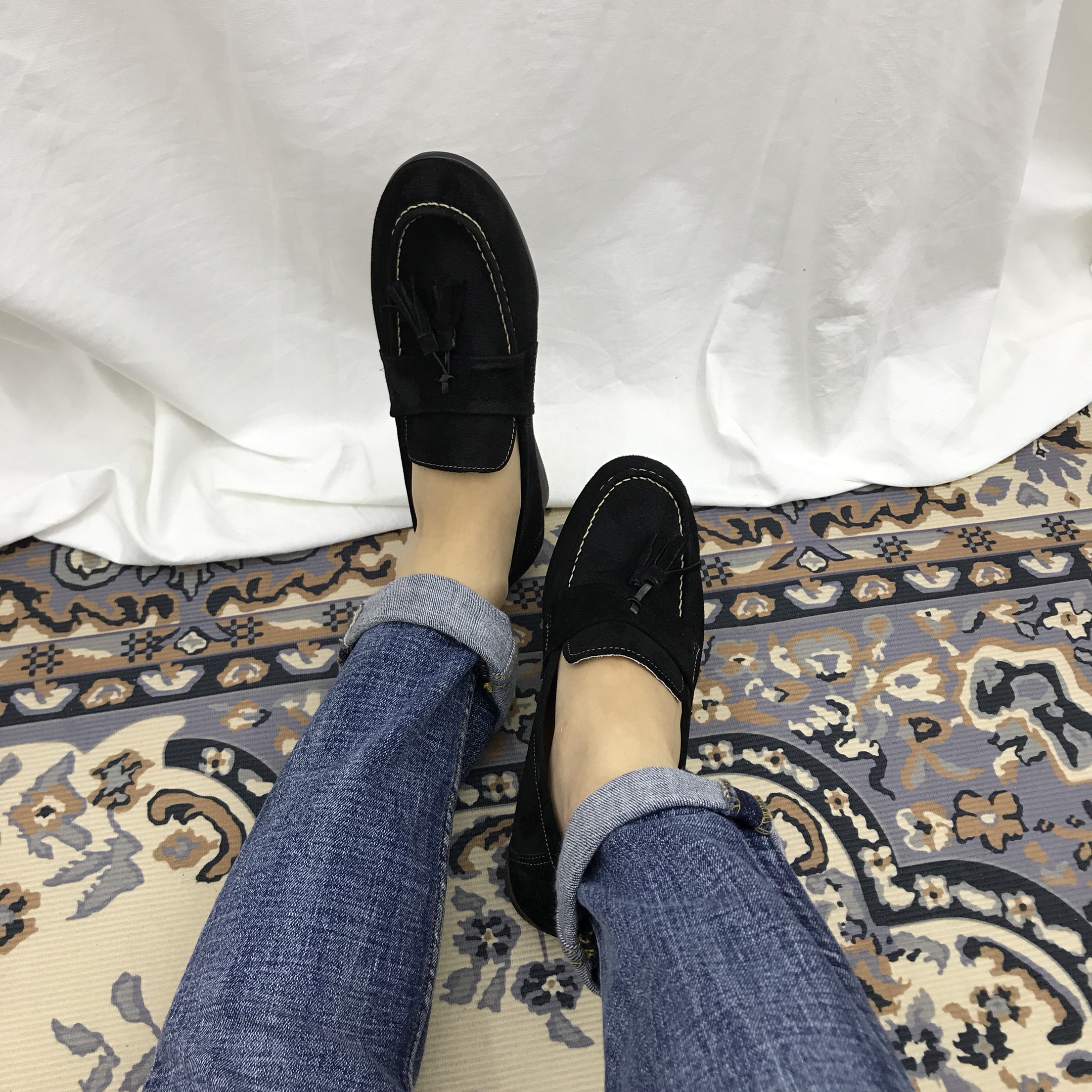 Men's suede tassel looper handmade shoes 7color
