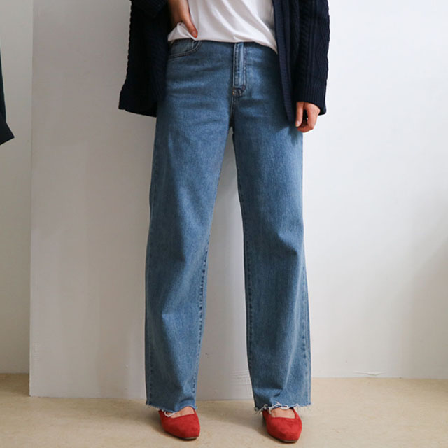 Women Jeans Pants Fall High Waist Long Wide Wide D