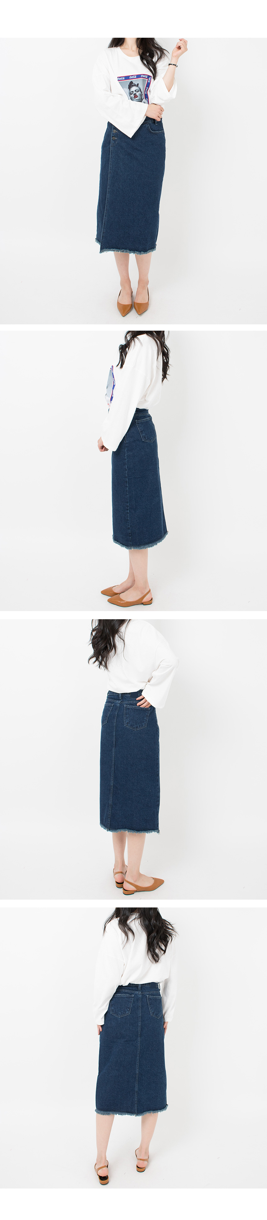 Denim Skirt Midi high waist denim wrap skirt Jin J