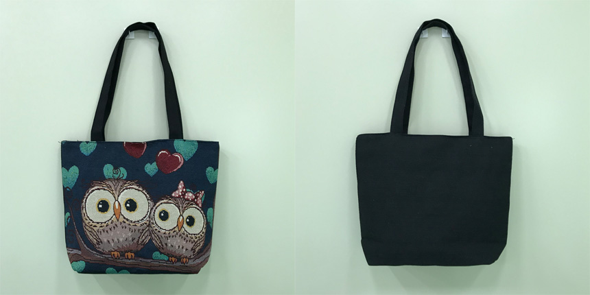 Couple Owls Embroidered Eco Bag Collection Bag Sho