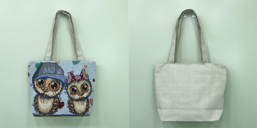 Couple Owls Embroidered Eco Bag Collection Bag Sho