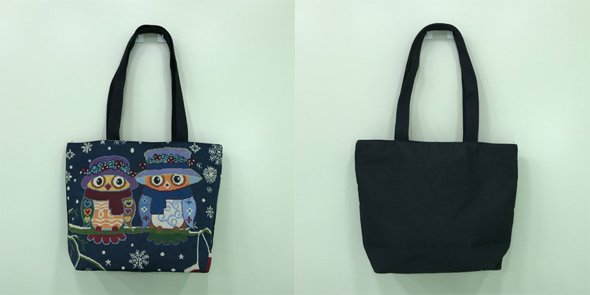 Couple Owls Embroidered Eco Bag Collection Bag Sho