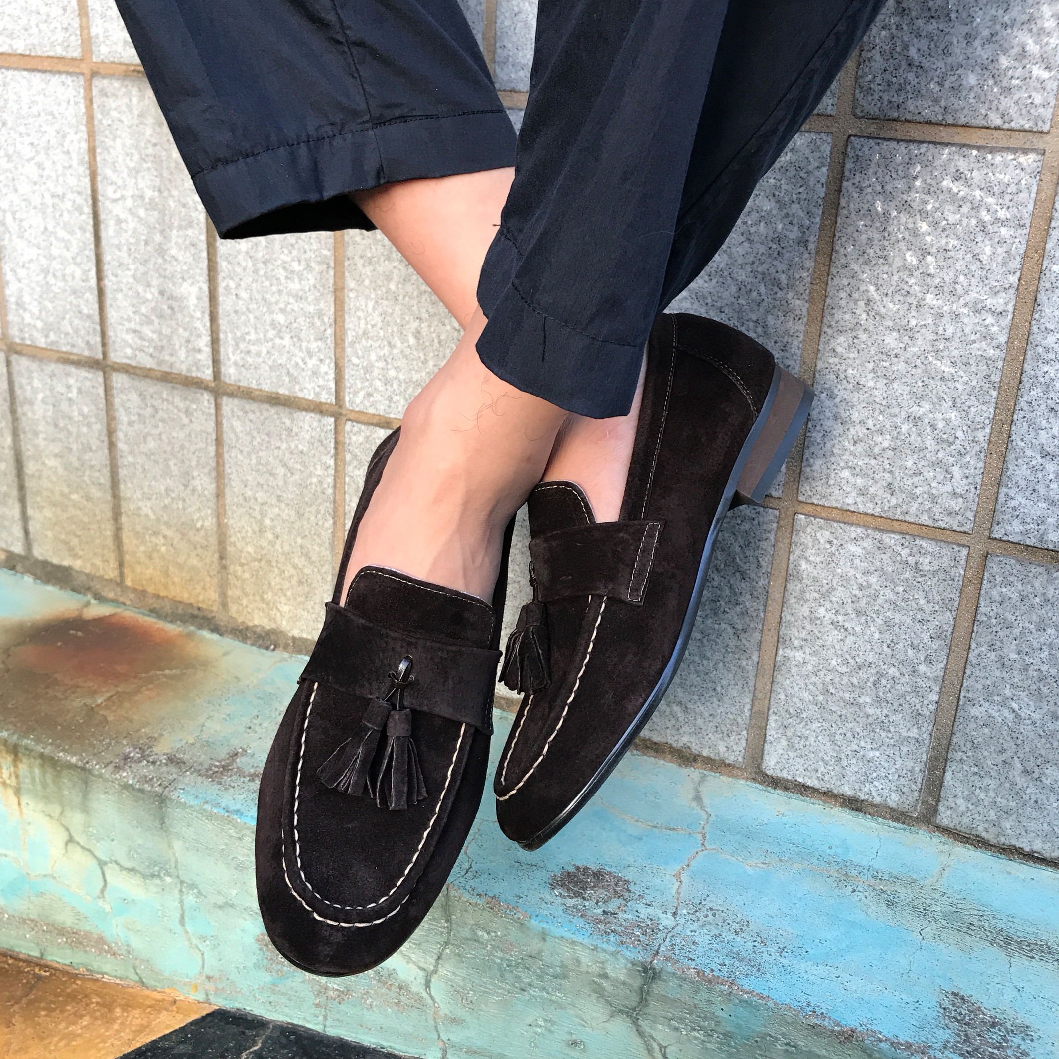 Men's suede tassel looper handmade shoes 7color