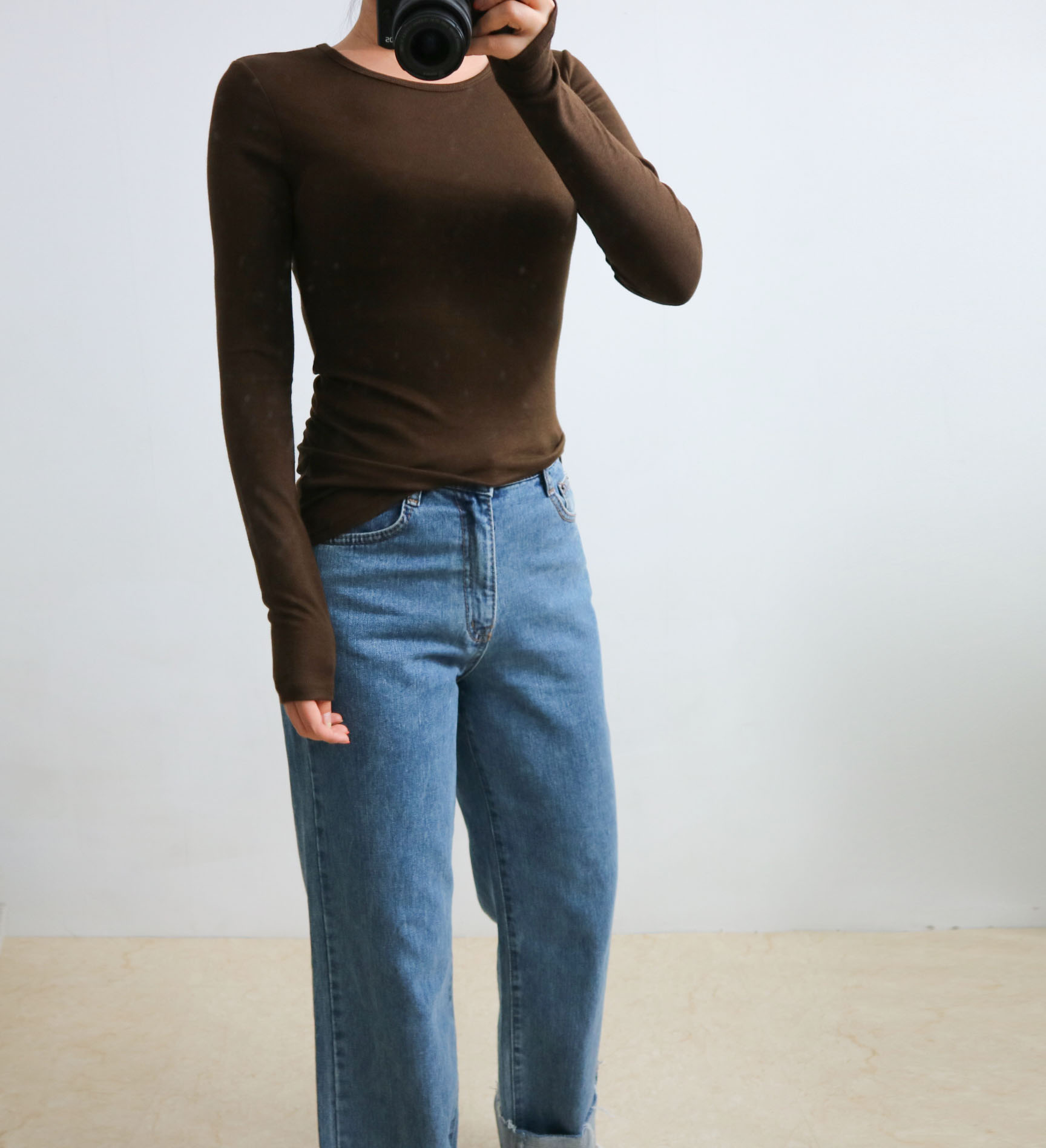 Women Jeans Pants Fall High Waist Long Wide Wide D