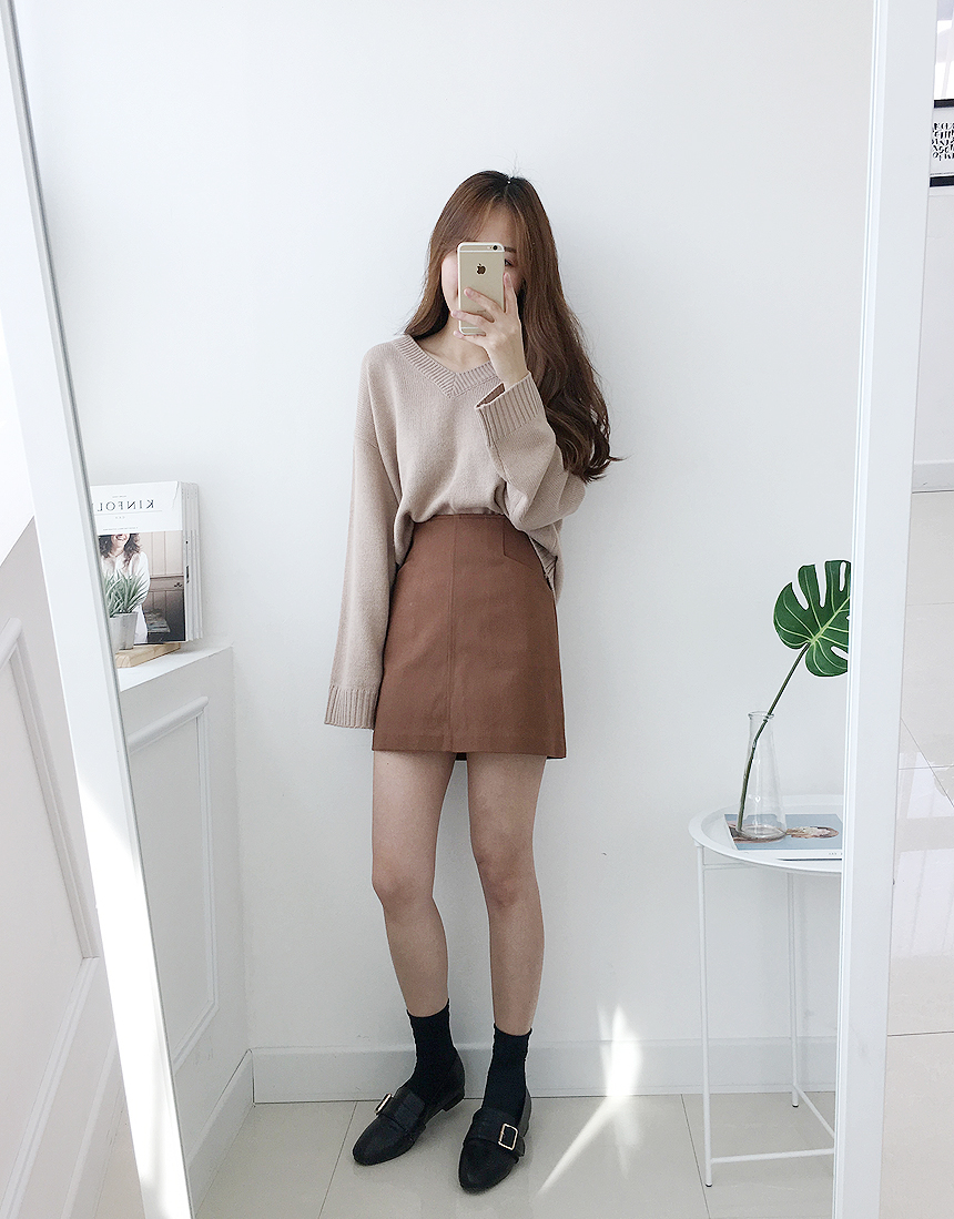 Dear A-line pocket mini skirt 4color Ballack coord